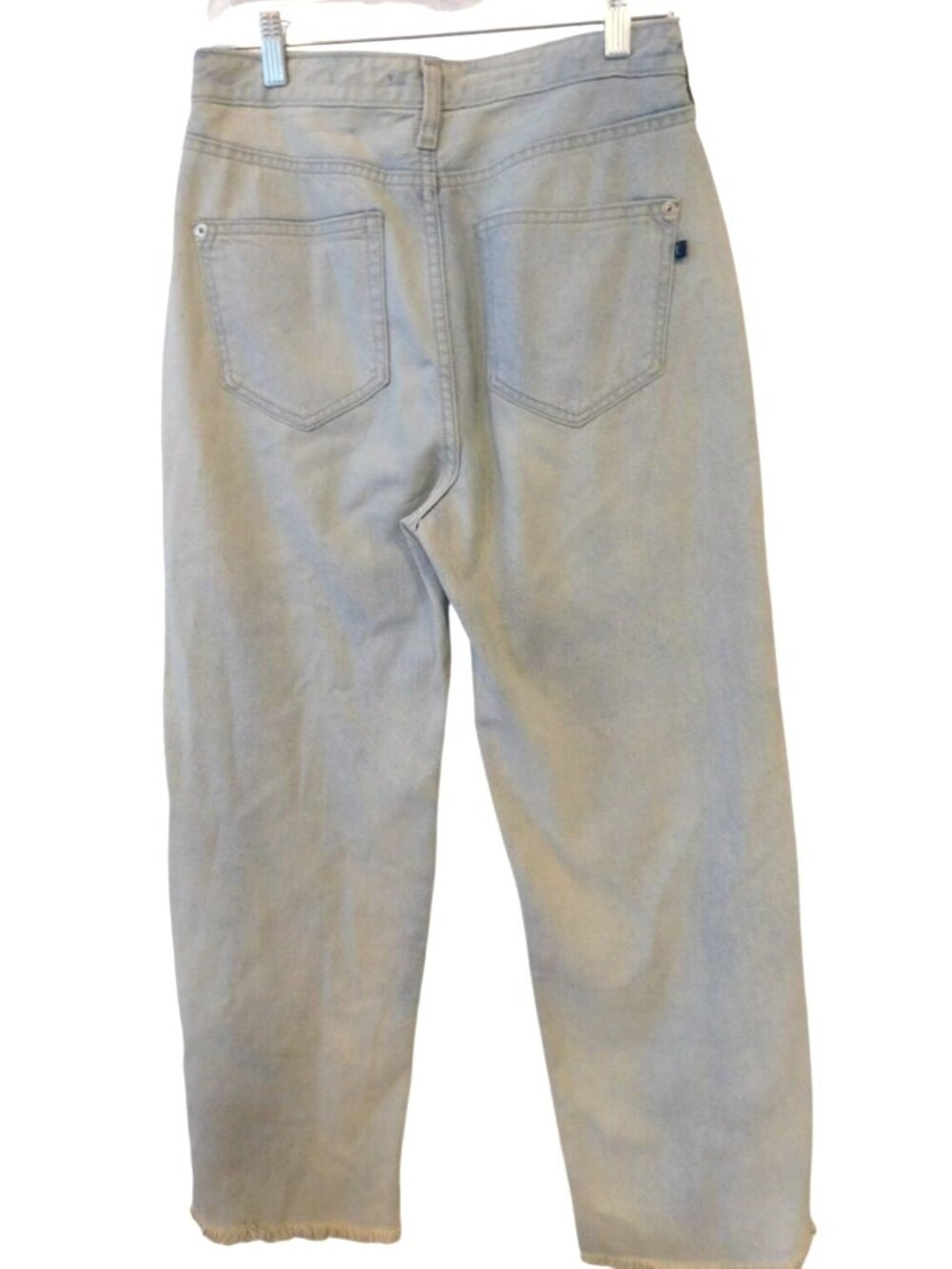 Pilcro Anthropologie Sz 27 Light Wash Jeans Wide LEg Raw Hem Trendy Denim Y2K - Picture 4 of 5